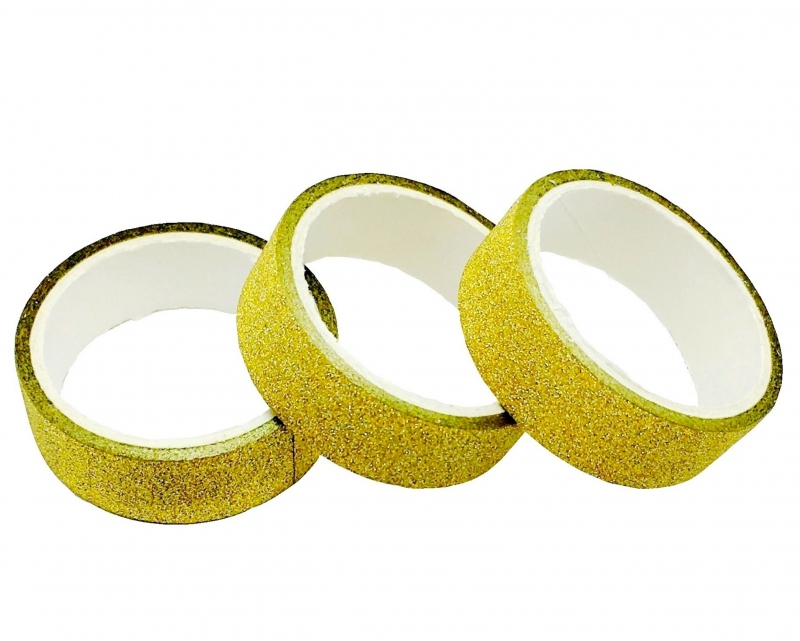 Dekorační potřeby - Lepící páska glitter zlatá 15mm-3m PK71-25